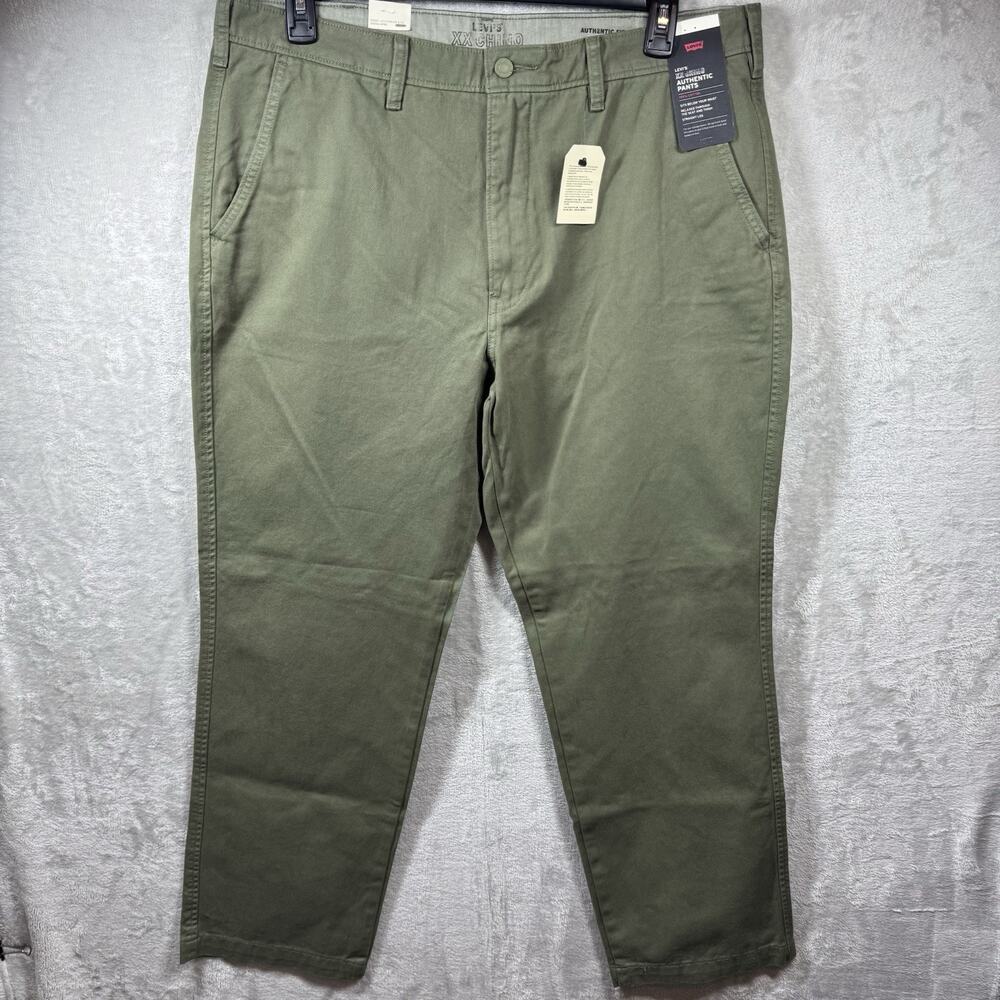 Levi's XX Chino Authentic Pants NEW Men 38X32 Green Straight Leg 100% Cotton Zip